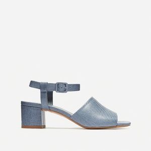 Everlane Block Heel Sandal, Blue Lizard Size 11